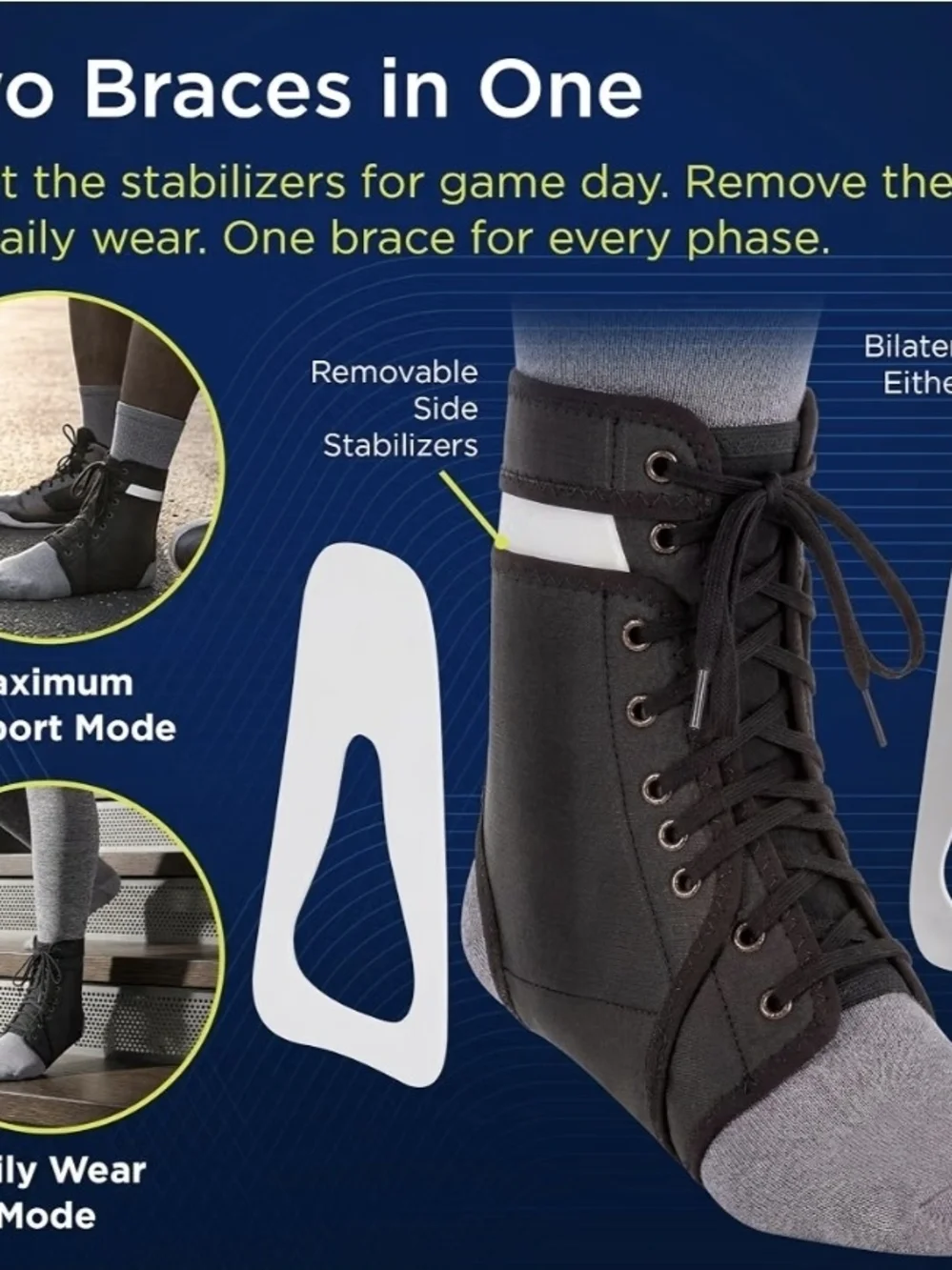 Lace-Up Ankle Brace W. Removable Stabilizers| Ankle Support|Size XXL|NEW IN BOX|